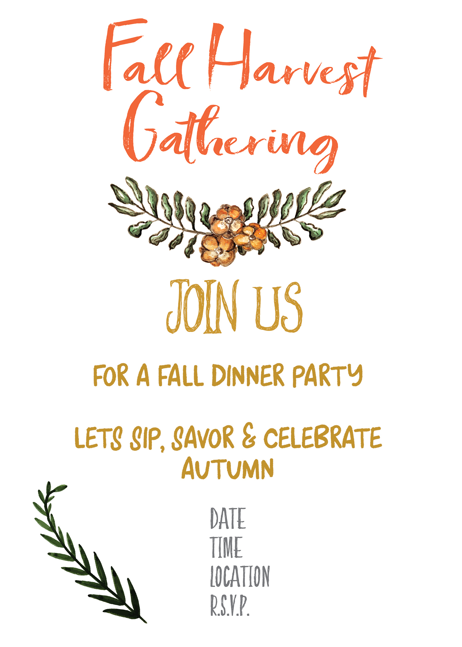 Fall Harvest Party Invitation Printable - Gather For Bread - Free Printable Fall Festival Invitations