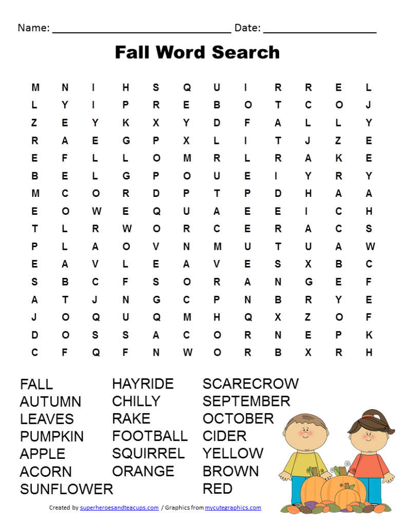 Fall Word Search Free Printable - Word Search Free Printable Easy