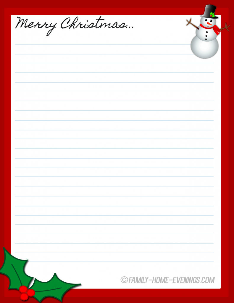 Family Home Evening Christmas Stationary Free Printable Copy | Free - Free Printable Christmas Stationary