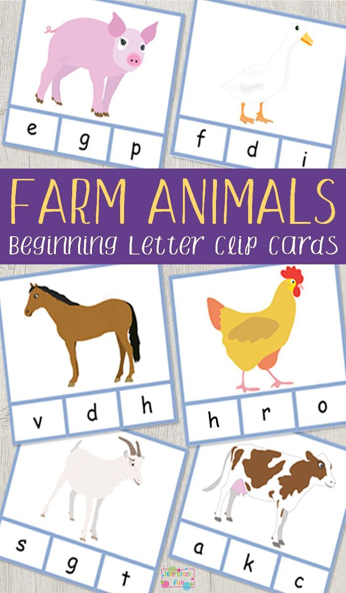 Farm Animals Beginning Letter Clip Cards | Farm | Pinterest | Farm - Free Printable Farm Animal Pictures