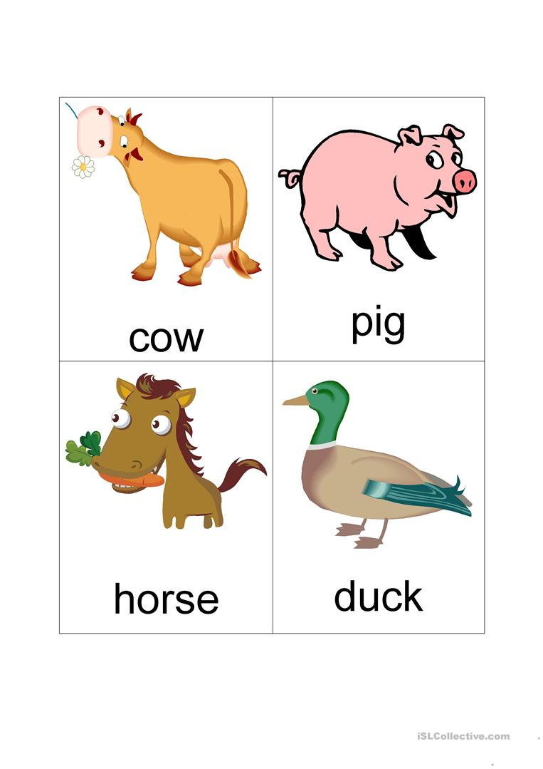 Farm Flash Cards (Set Of 16) Worksheet - Free Esl Printable - Free Printable Farm Animal Flash Cards