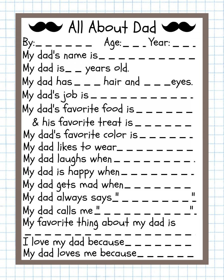 Father&amp;#039;s Day Questionnaire (Free Printable) | Momista Beginnings - Free Printable Fathers Day Poems For Preschoolers