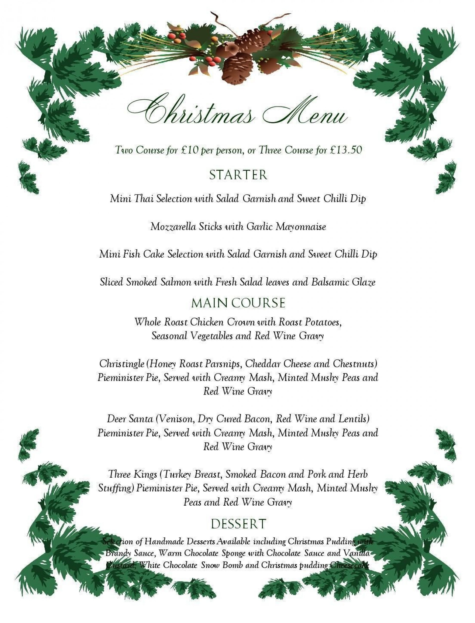 Fearsome Menu Template Free Printable ~ Ulyssesroom - Free Printable Christmas Dinner Menu Template