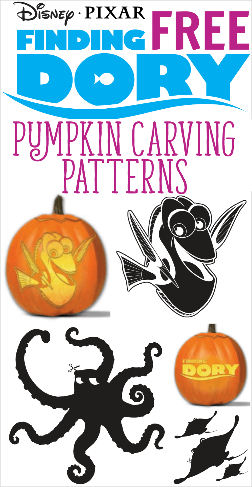 Finding Dory Pumpkin Carving Patterns And Stencils | All Things - Pumpkin Carving Patterns Free Printable