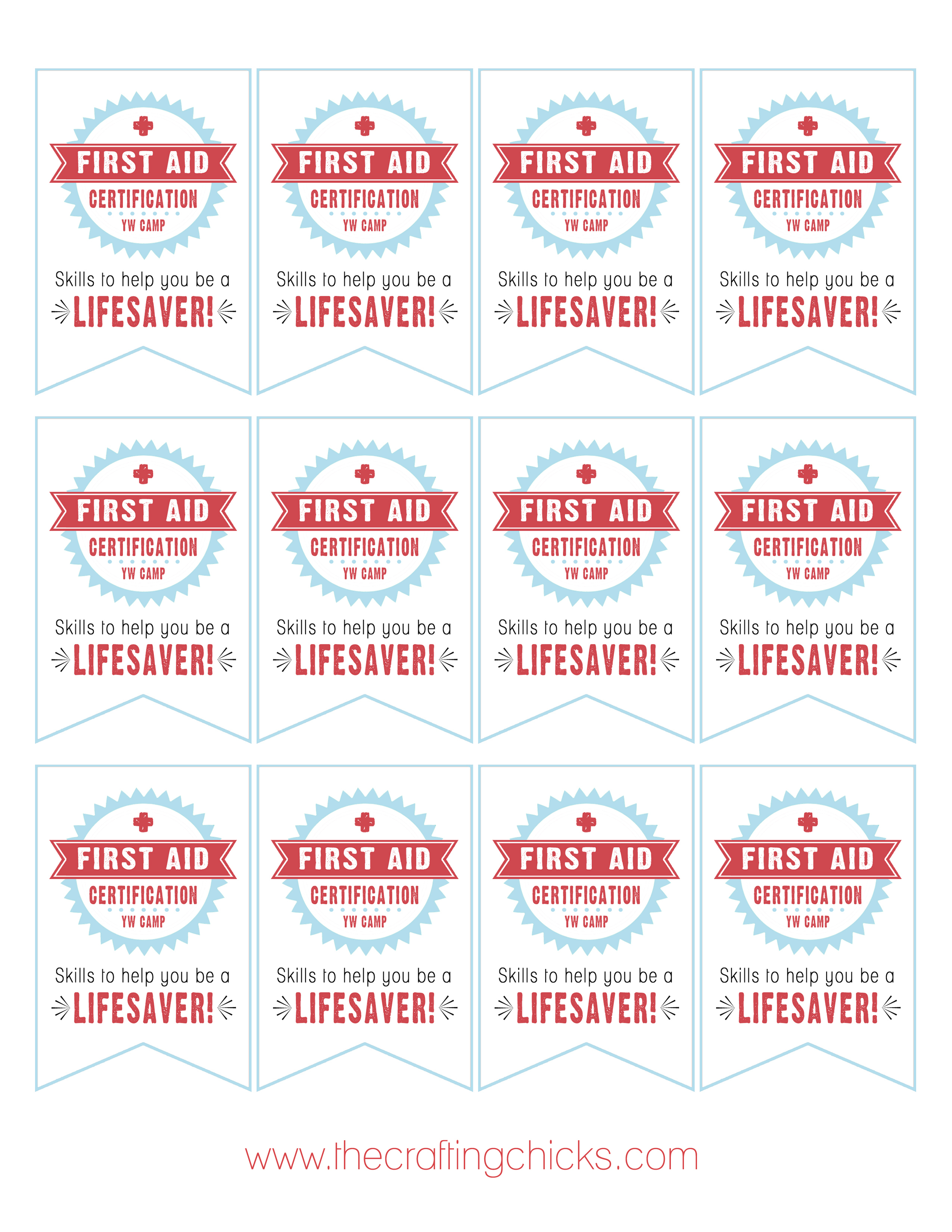 First Aid Certification Handouts {Free Printable For Yw Camp} - Free Printable Lifesaver Tags