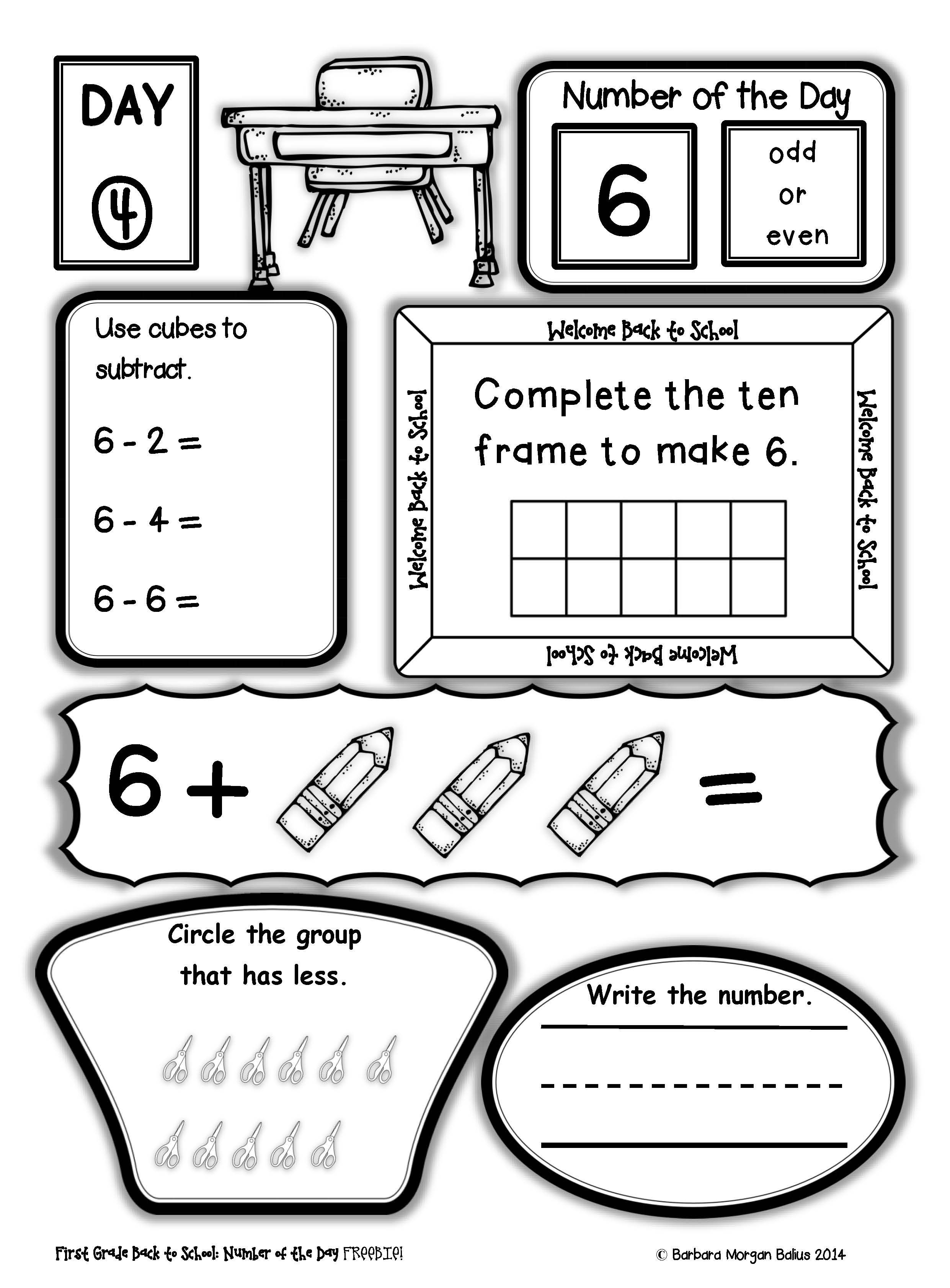 First Grade Back To School Number Of The Day Freebie! All Students - Free Printable Number Of The Day Worksheets