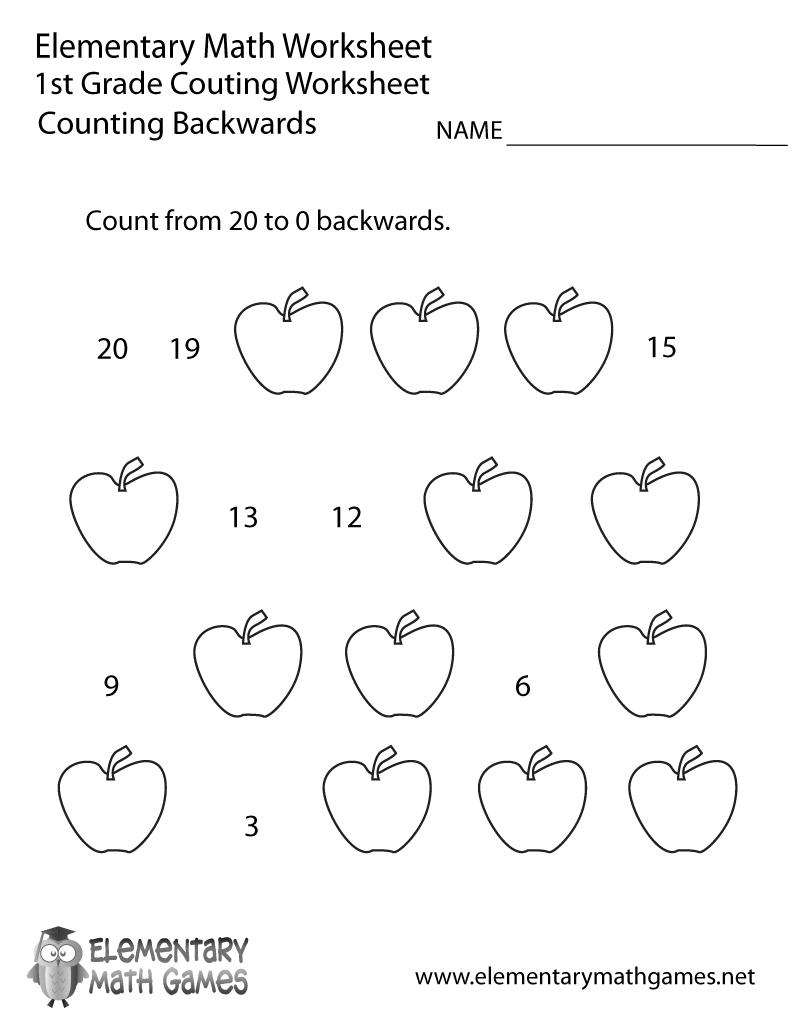 First Grade Counting Backwards Worksheet Printable | Math - Free Printable Counting Worksheets 1 20