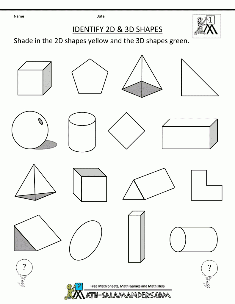 First Grade Geometry 2D/3D Sort | First Grade | Shapes Worksheets - Free Printable Geometry Worksheets For 3Rd Grade