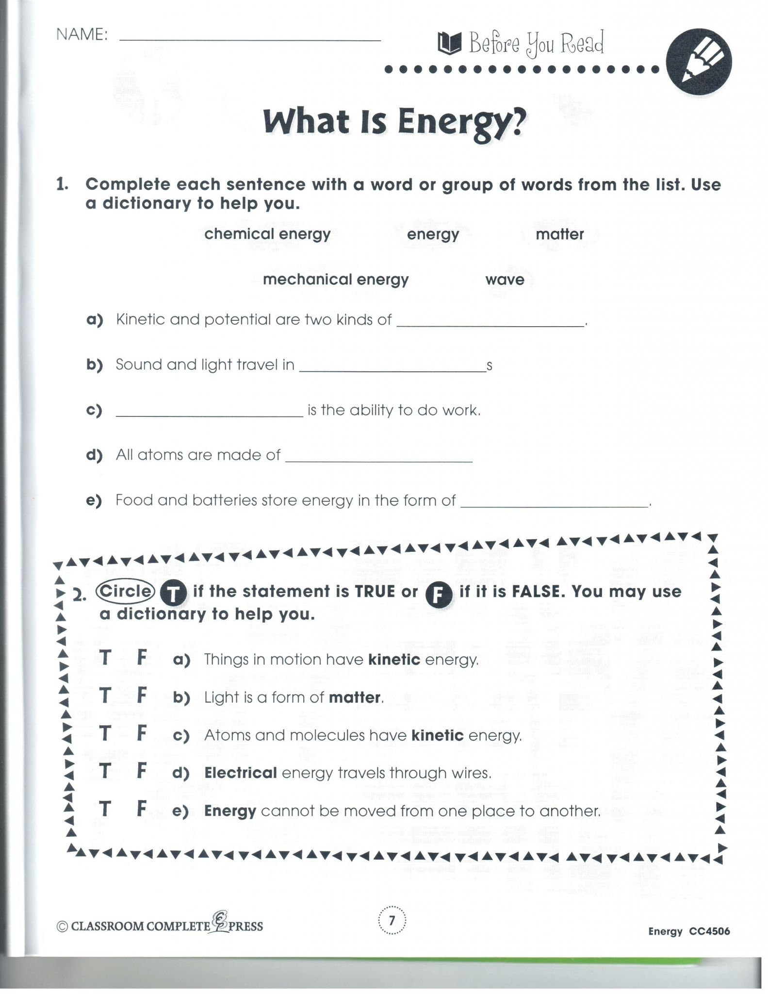 First Grade Science Worksheets - Briefencounters Worksheet Template - Free Printable Worksheets On Potential And Kinetic Energy
