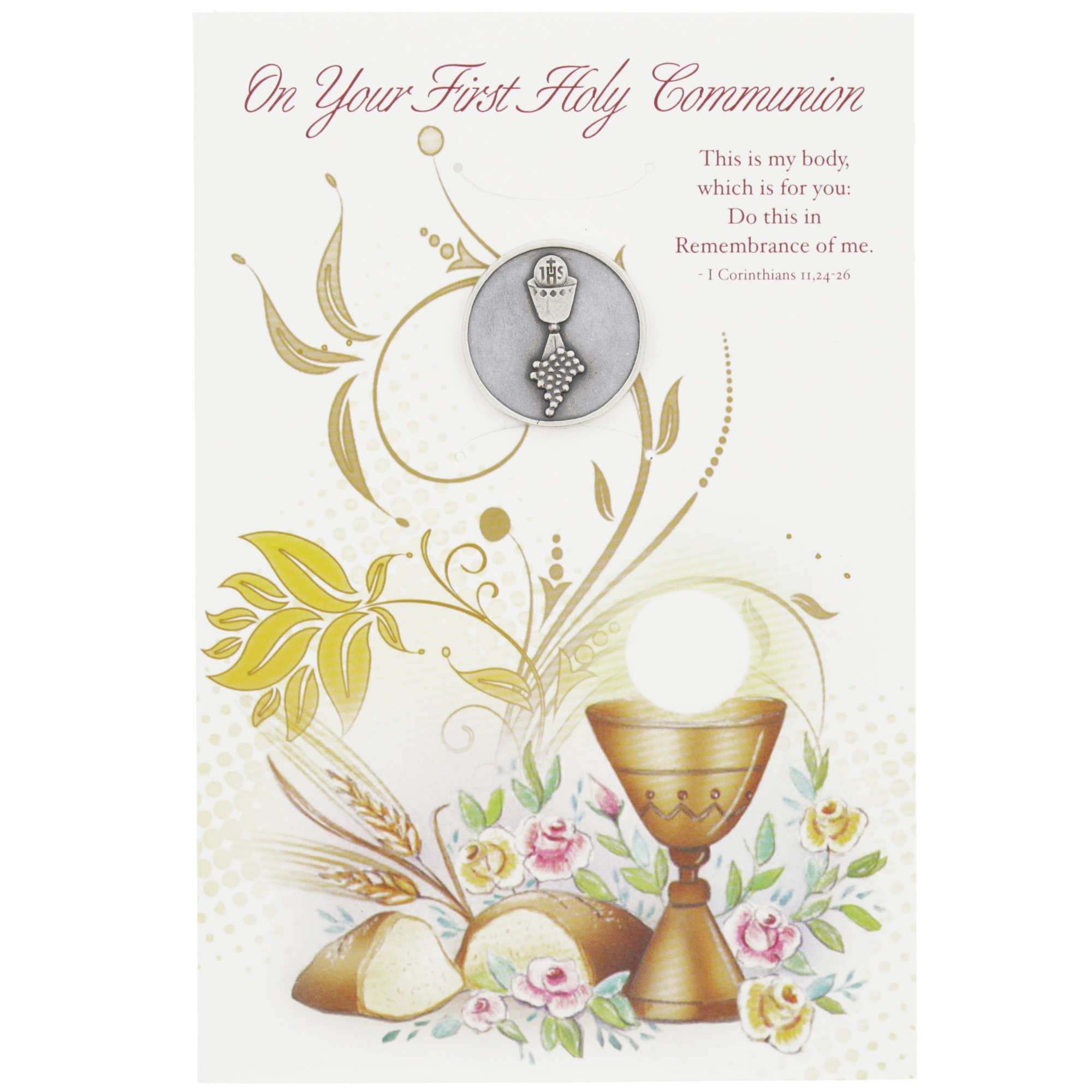 First Holy Communion Greeting Card With Token | The Catholic Company - First Holy Communion Cards Printable Free