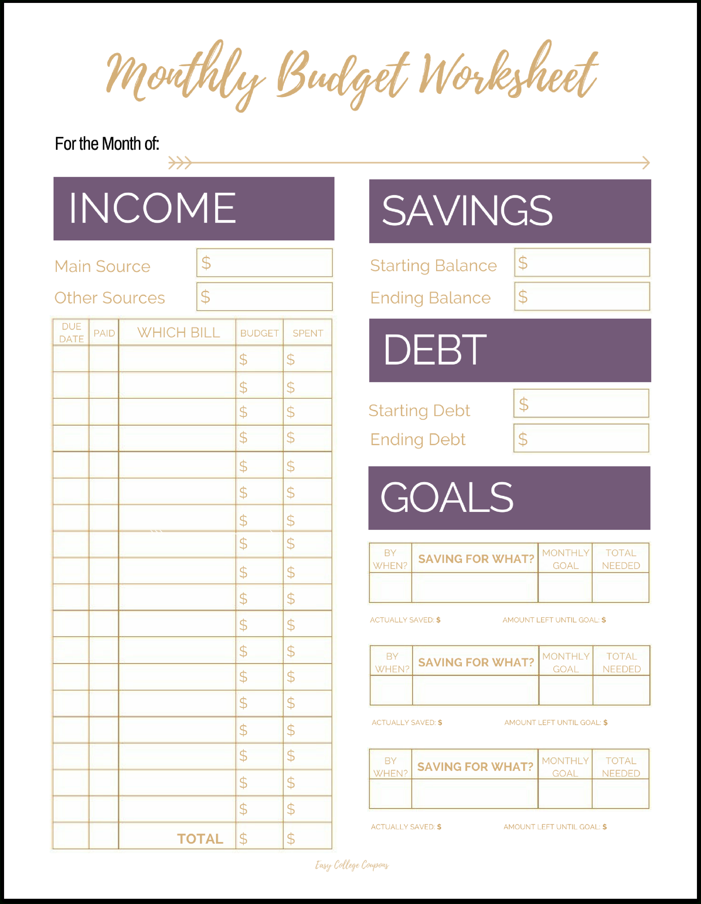 Fix Your Finances Asap With My (Free) Simple Monthly Budget Template - Free Budget Printable Template