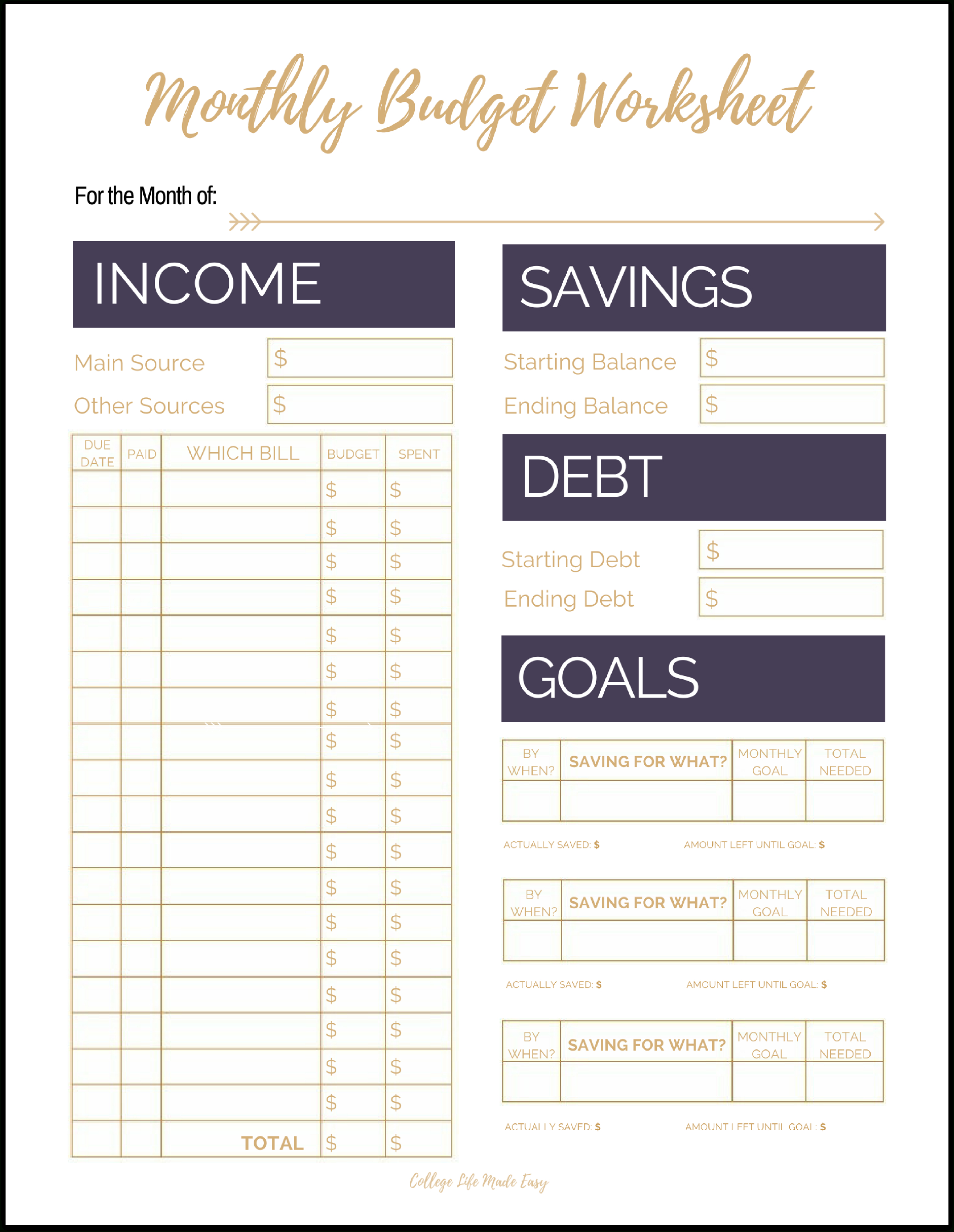 Fix Your Finances Asap With My (Free) Simple Monthly Budget Template - Free Printable Budget Template Monthly