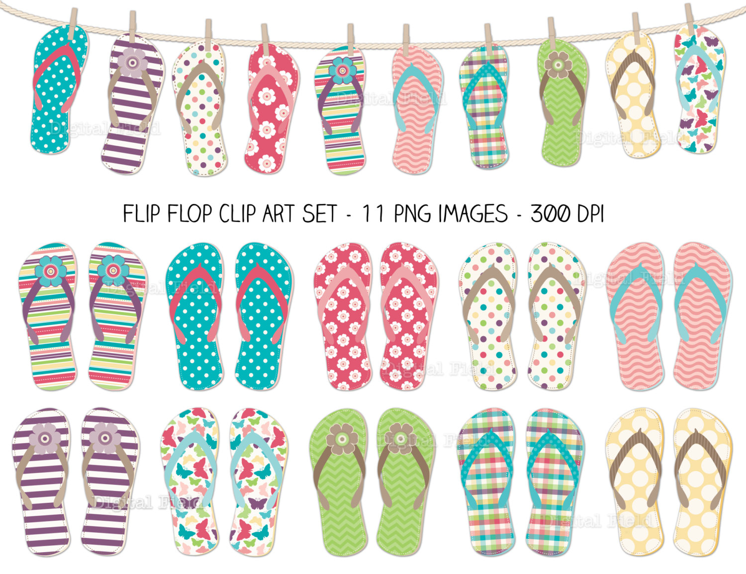 Flip Flop Printable Clipart - Free Printable Flip Flop Pattern