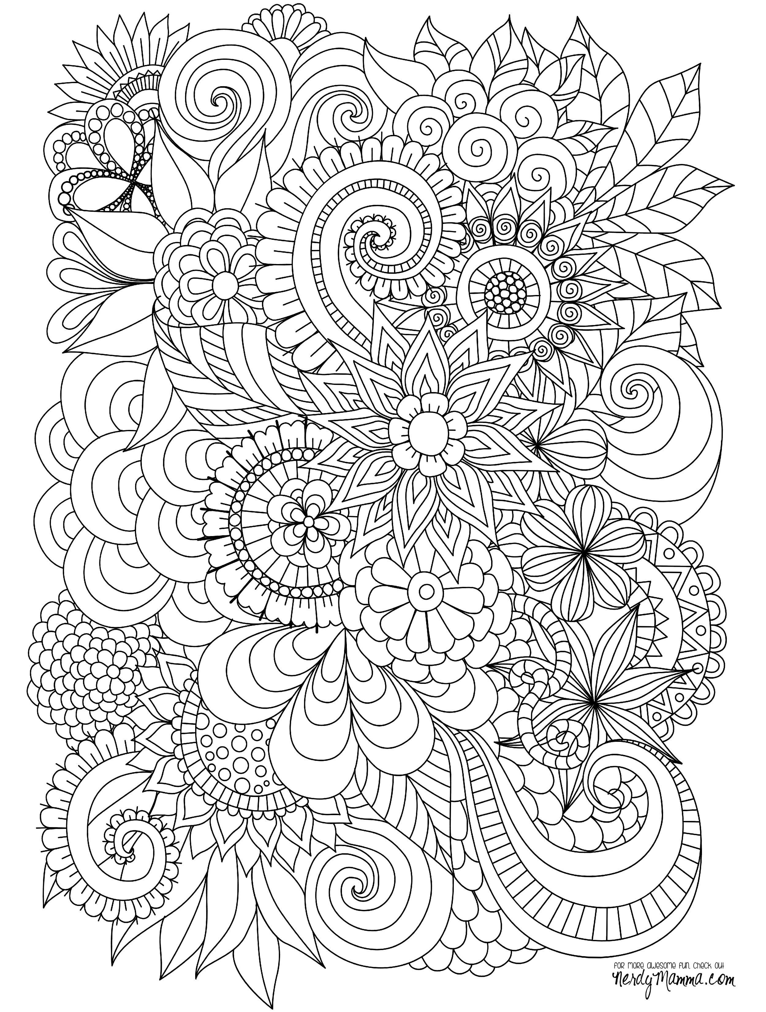 Flowers Abstract Coloring Pages Colouring Adult Detailed Advanced - Free Printable Coloring Designs For Adults
