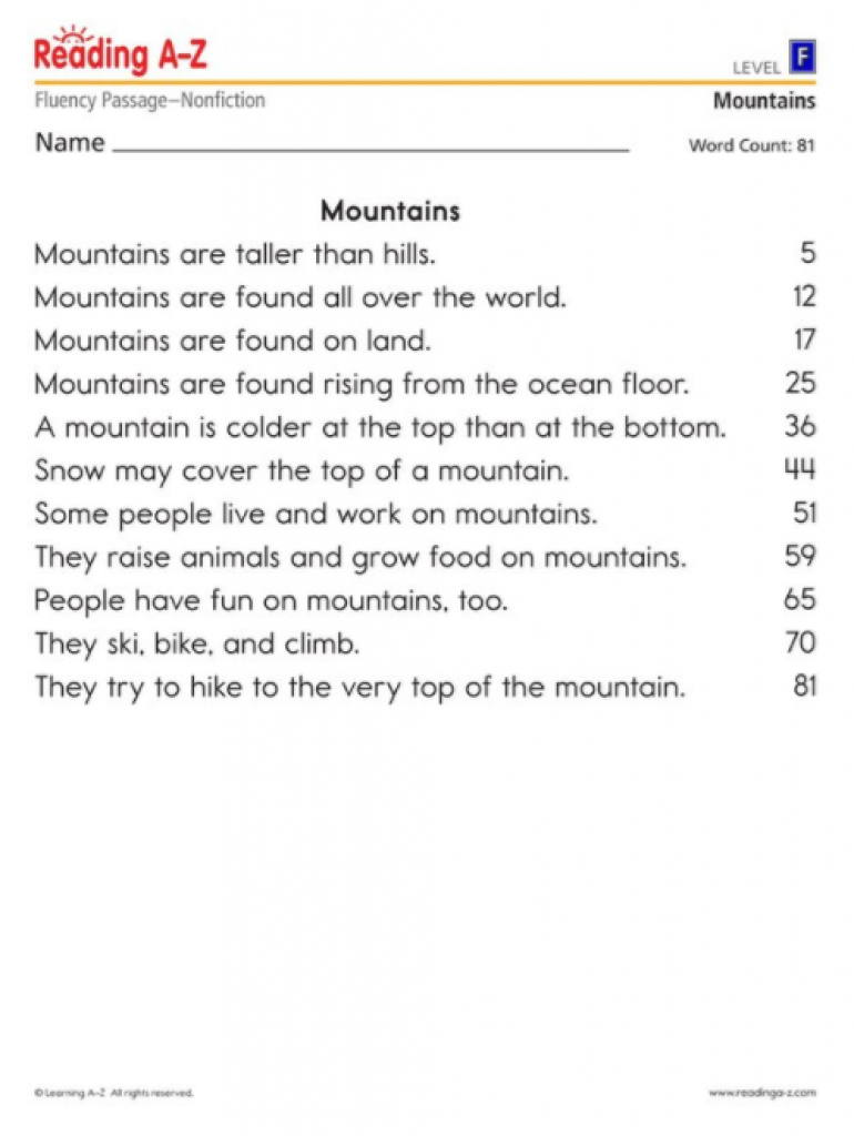 Fluency Passage Assessments - Reading A-Z With Free Printable - Free Printable Reading Assessment Test