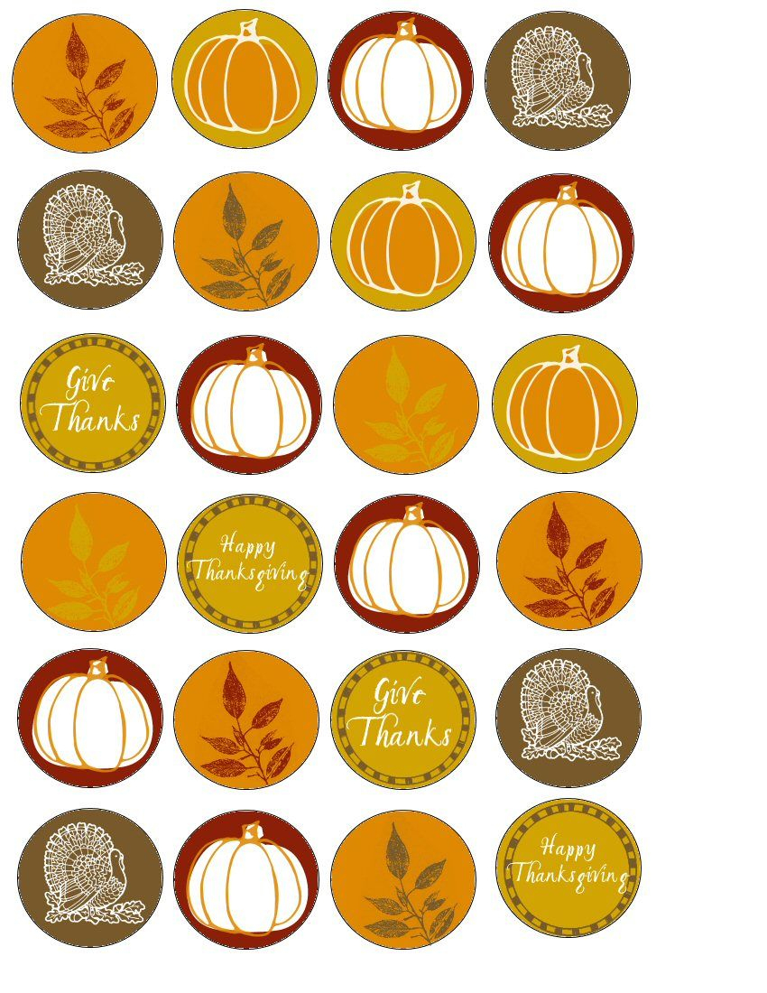 Food Art Party: Free Thanksgiving Printable Cupcake Wrappers - Thanksgiving Cupcake Toppers Printable Free