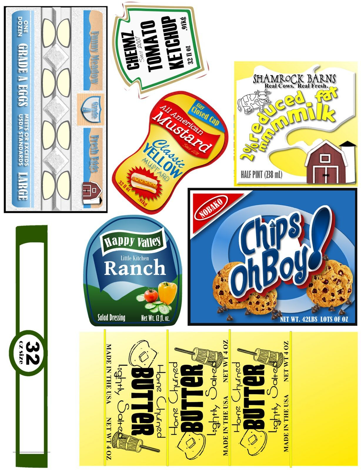 Food Label Printies | Printables | Miniaturas, Embalagens, Brinquedos - Free Printable Play Food Labels