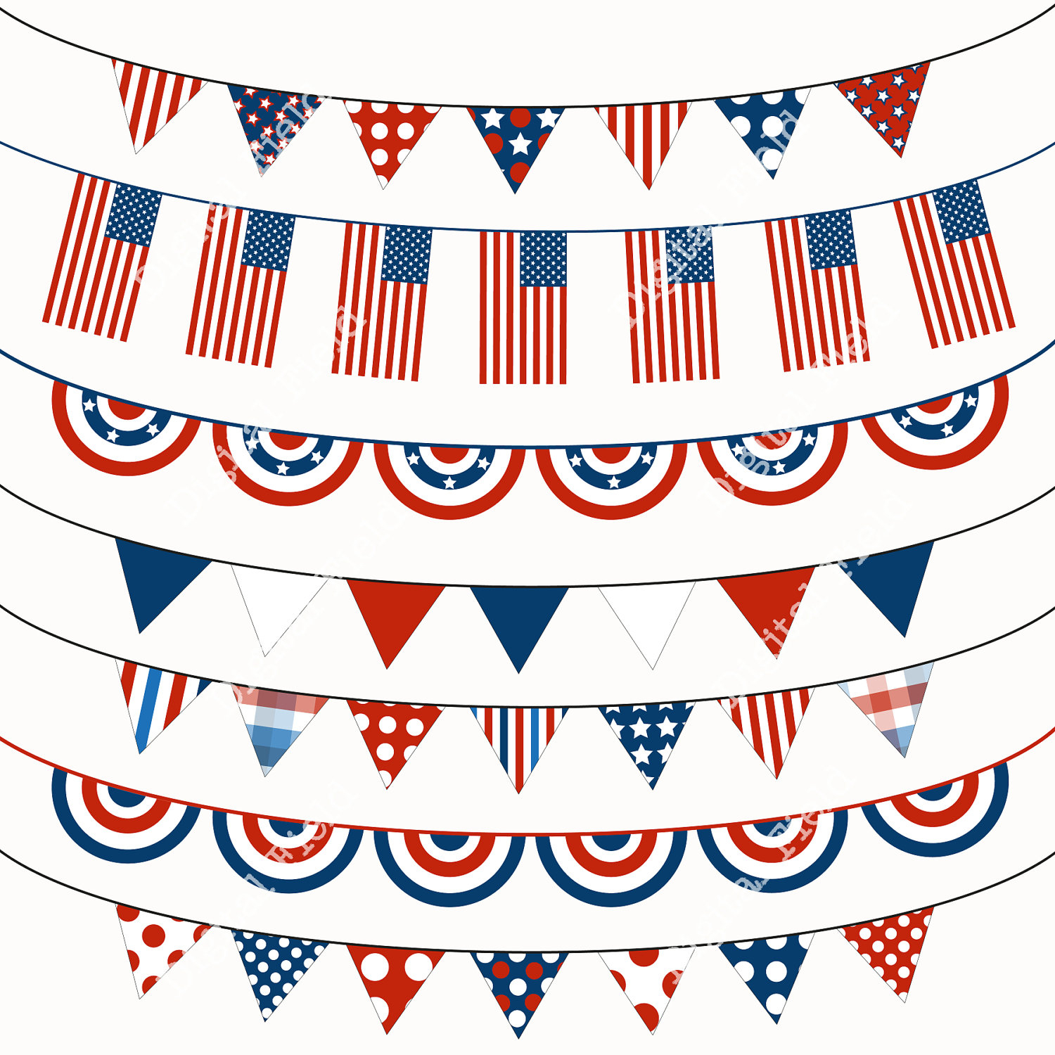 Fourth Of July Bunting Clipart - Free Printable Clipart For August