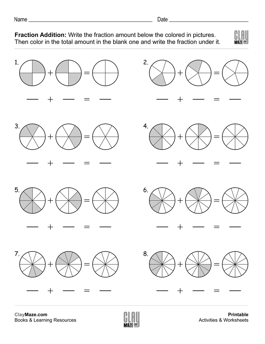 Fraction Addition With Same Denominators (Set 3) | Free Printable - Free Printable Same And Different Worksheets