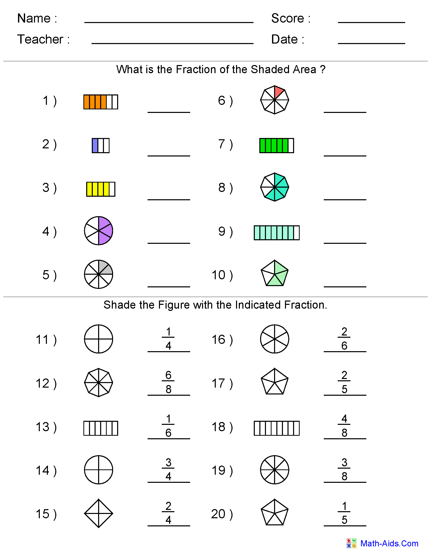 Fractions Worksheets | Printable Fractions Worksheets For Teachers - Free Printable Fraction Worksheets Ks2