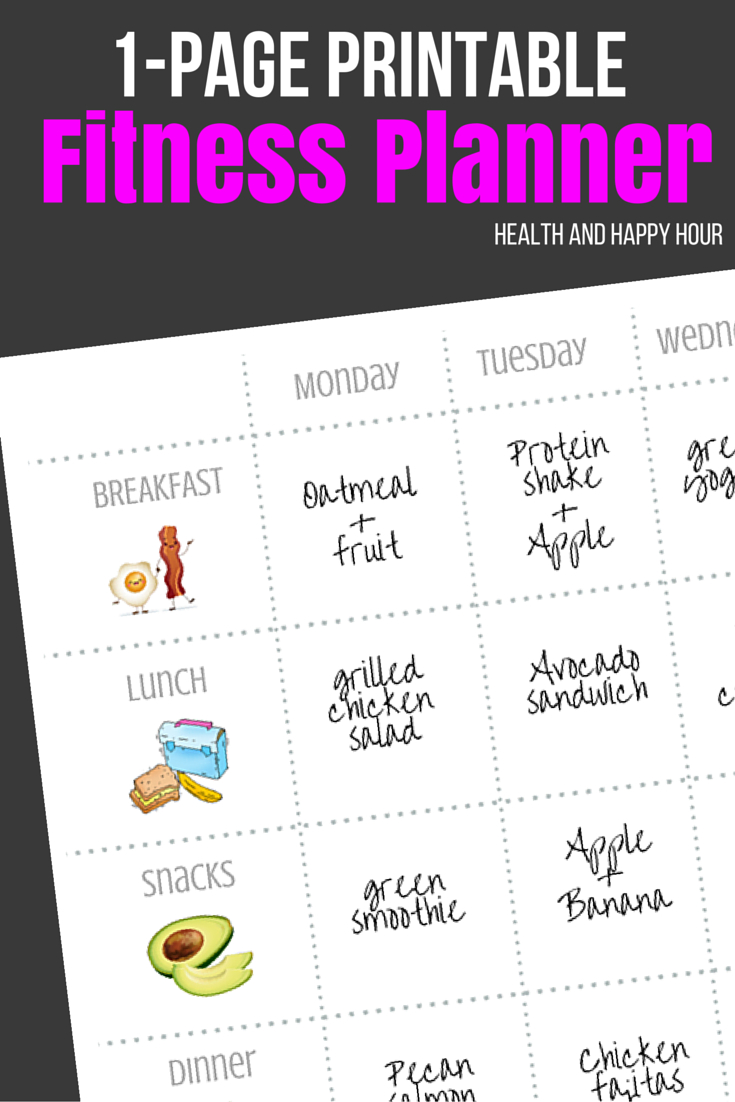Free 1-Page Printable Fitness Planner | Health And Happy Hour - Free Printable Fitness Planner