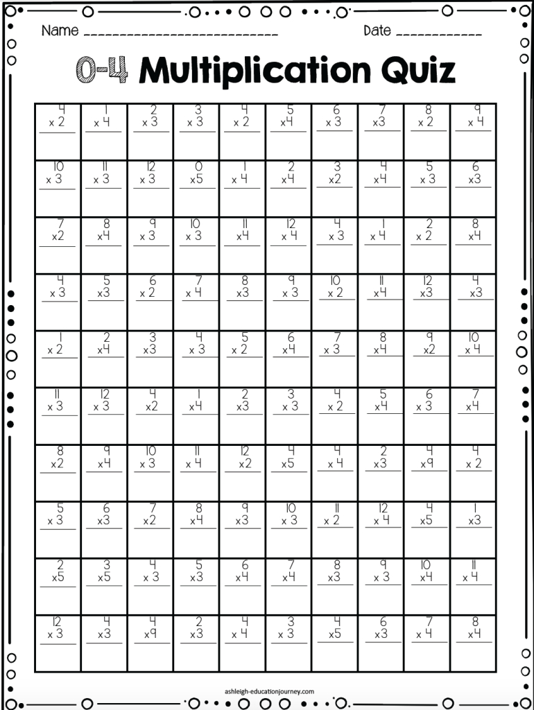 Free 100 Question Multiplication Timed Test-Applies The Commutative - Free Printable Multiplication Timed Tests