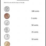 Free 1St Grade Worksheets | Match The Coins And Its Values   Free Printable Telling Time Worksheets For 1St Grade