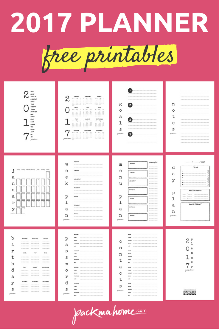 Free 2017 Planner: Download Pdf Printables - Packmahome - Free Printable Agenda 2017