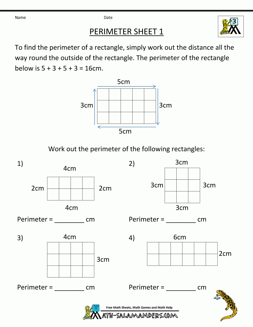 Free 3Rd Grade Math Worksheets Perimeter 1 | Geometry-Perimeter And - Free Printable Common Core Math Worksheets For Third Grade