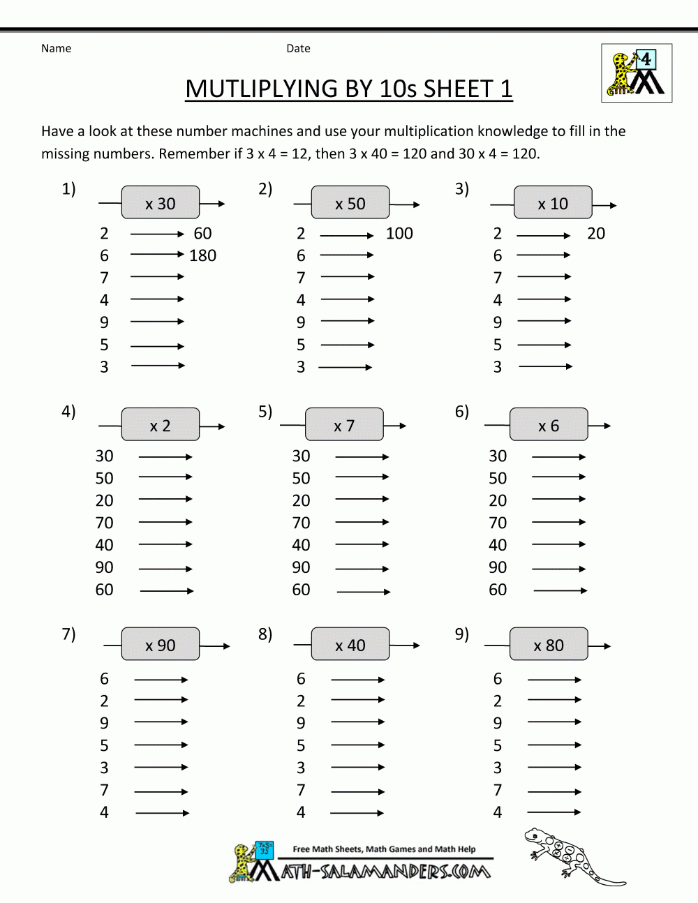 Free-4Th-Grade-Math-Worksheets-Multiplying-By-10S-1.gif 1,000×1,294 - Free Printable Multiplication Worksheets For 4Th Grade