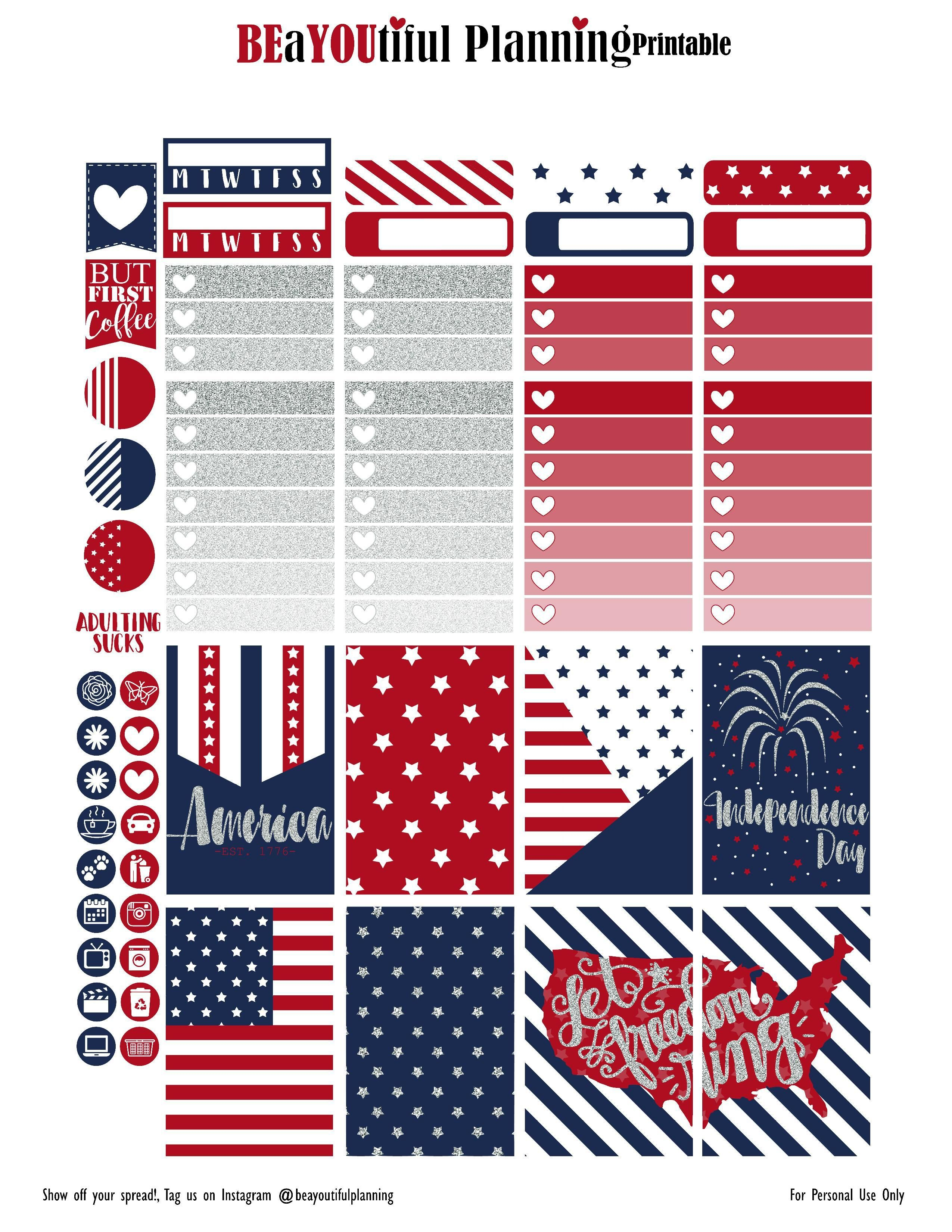 Free 4Th Of July Planner Stickersbeayoutifulplanning | Happy - Free Printable 4Th Of July Stationery