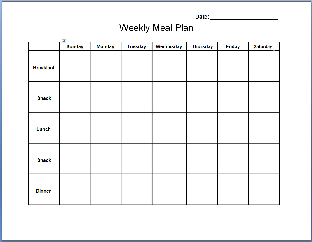 Free And Printable Weekly Menu Template #1752 - 94Xrocks - Free Printable School Agenda Templates