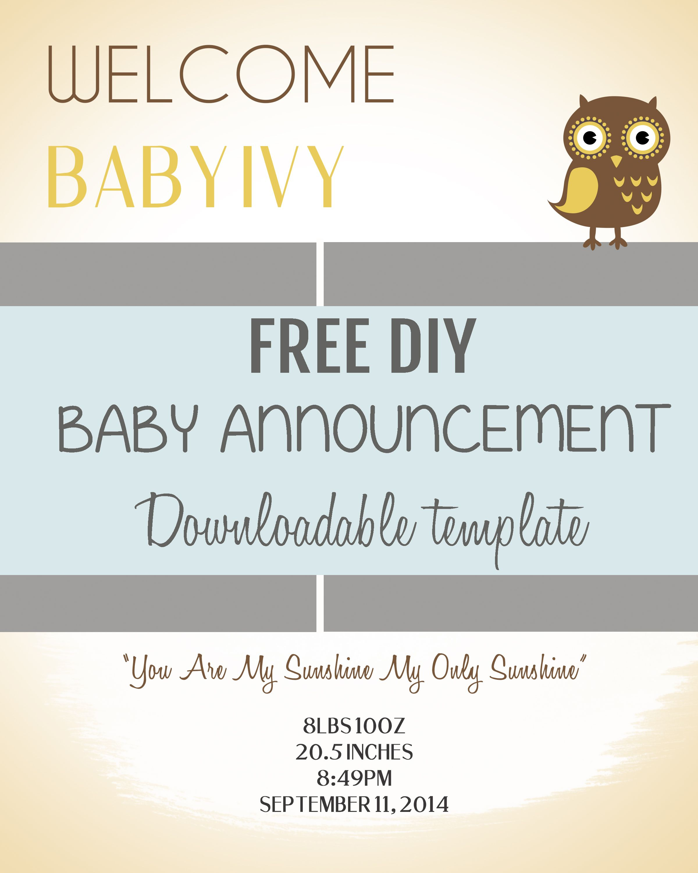 Free Baby Announcement Templates Printable Pregnancy Cards Best 25 - Free Printable Baby Birth Announcement Cards