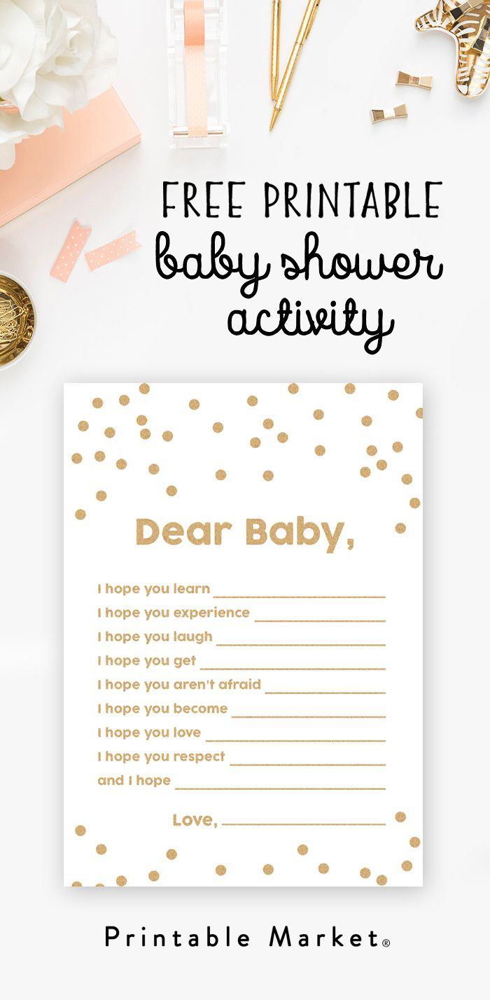 Free Baby Shower Printable – Gold Glitter Wishes For Baby - Instant - Baby Invitations Printable Free