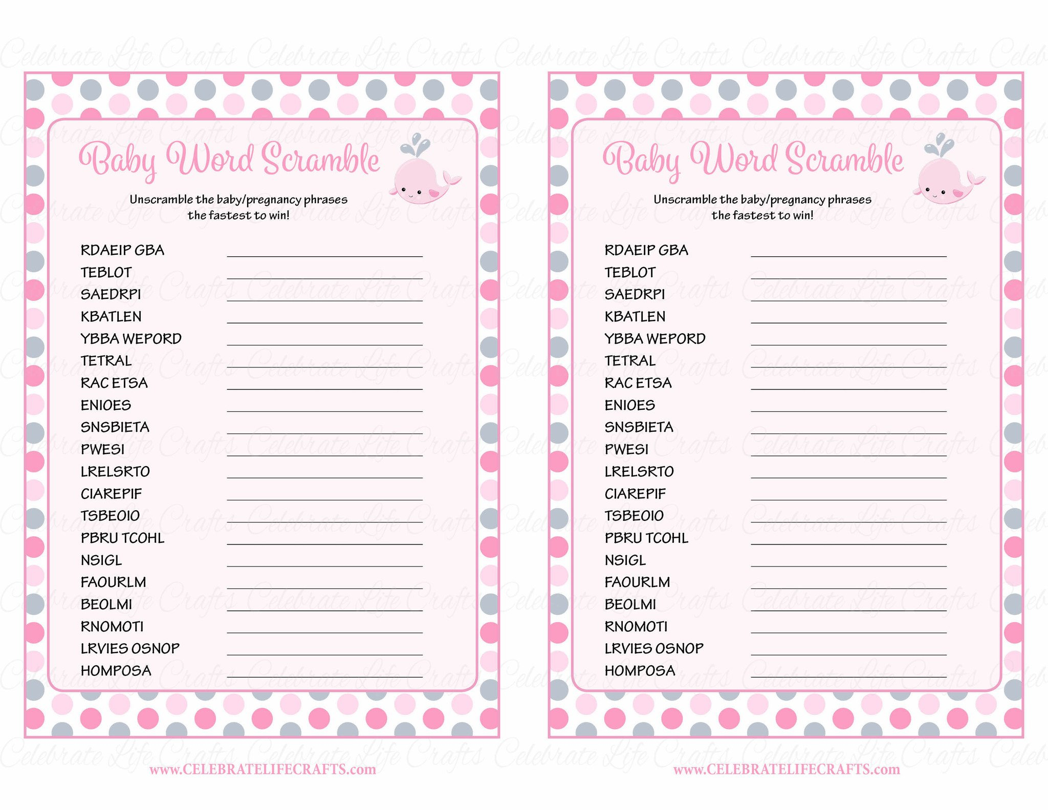 Free Baby Shower Word Scramble Game With Answers - Free Printable Baby Shower Word Scramble