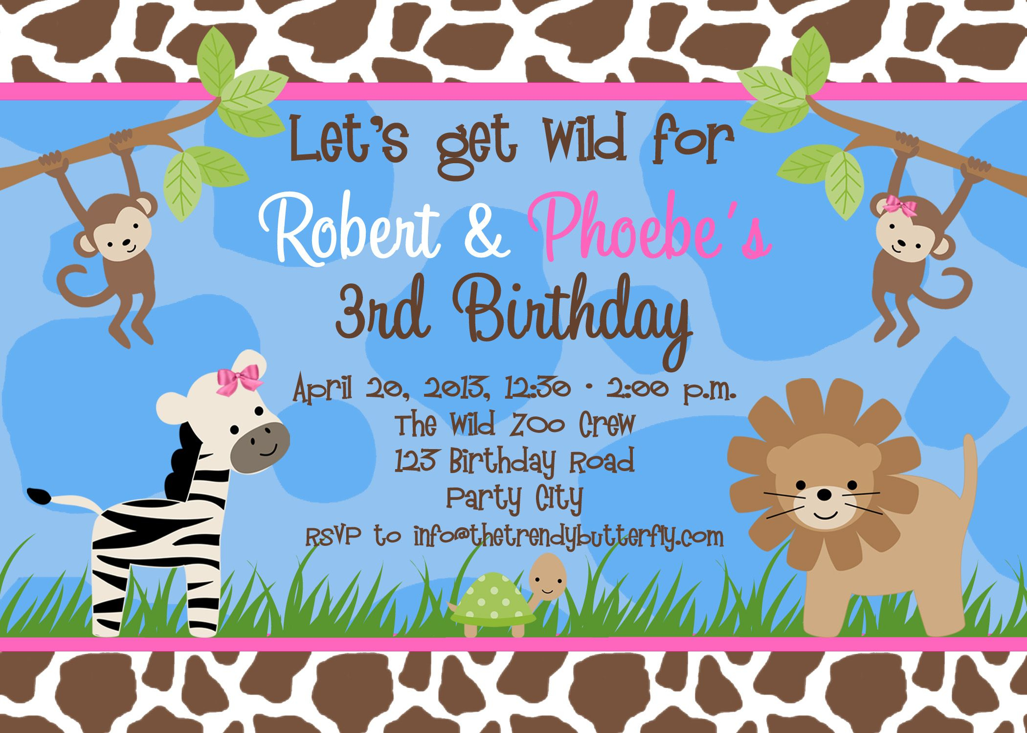 Free Birthday Party Invitation | Craft For Amber | Pinterest - Jungle Theme Birthday Invitations Free Printable