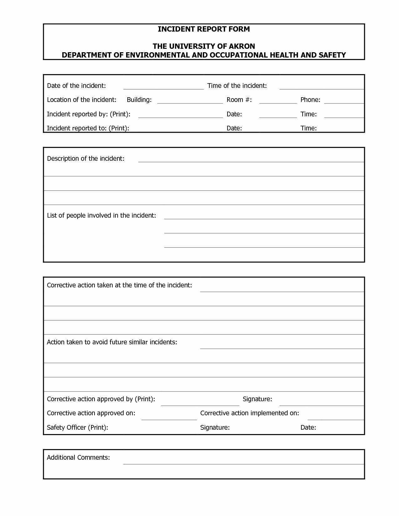 Free Blank Incident Report Form Template – Versatolelive - Free Printable Incident Report Form
