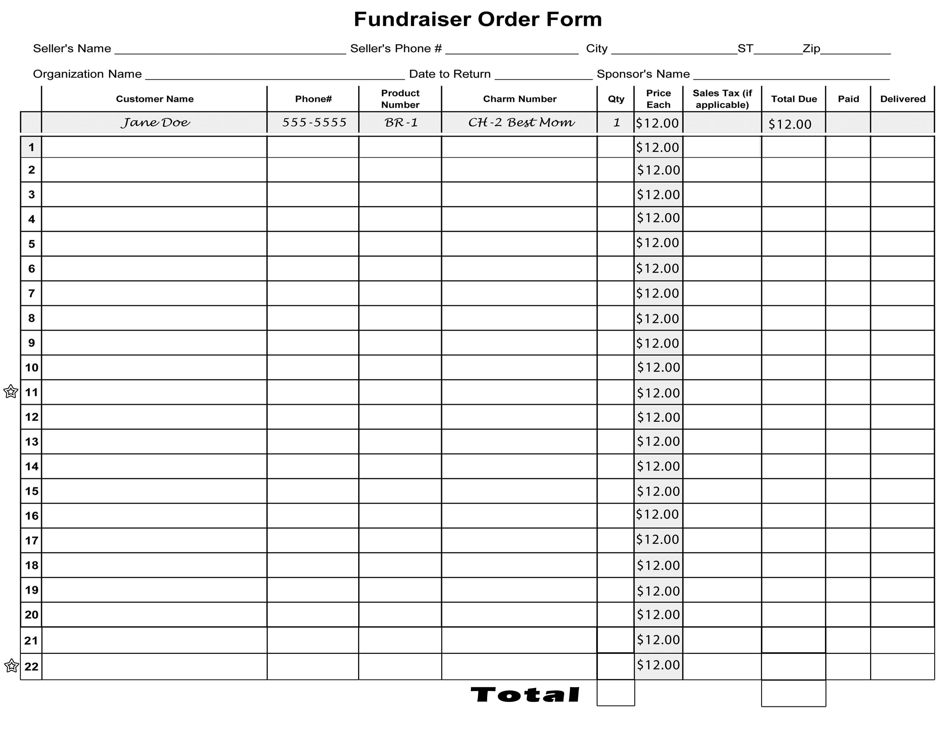 Free Blank Order Form Template | Blank Fundraiser Order Form | Mary - Free Printable Scentsy Order Forms