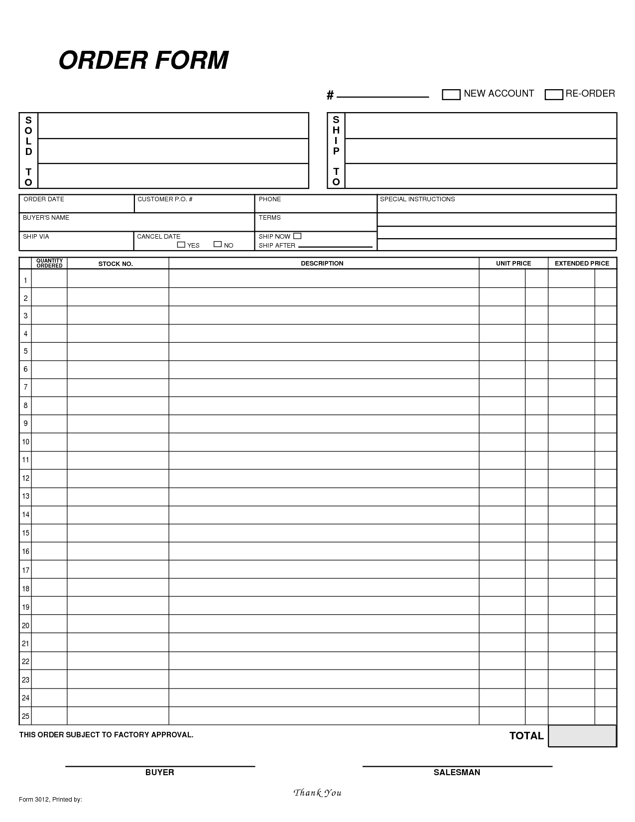 Free Blank Order Form Template | Yummy | Pinterest | Order Form - Free Printable Order Forms