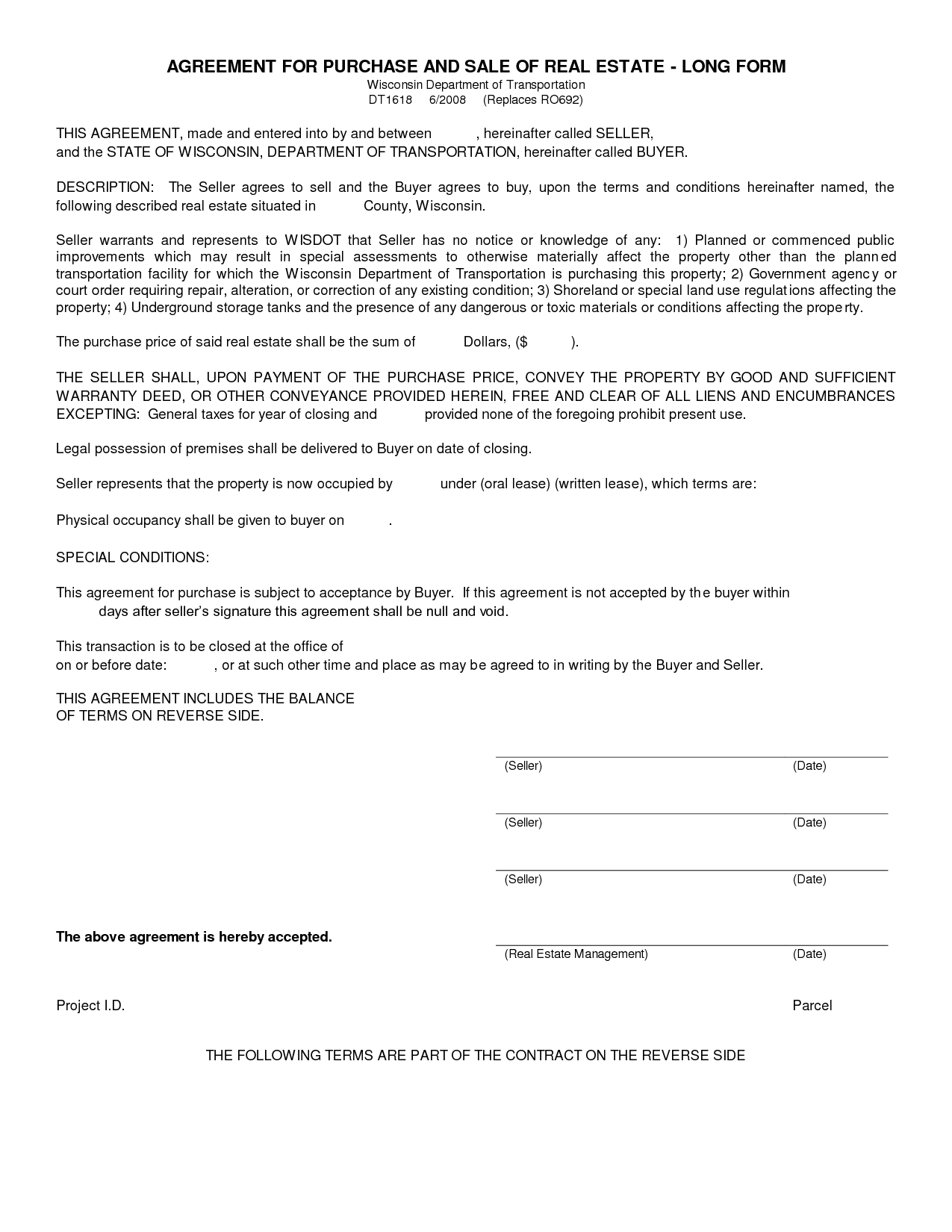 Free Blank Purchase Agreement Form Images - Agreement To Purchase - Free Printable Snow Removal Contract