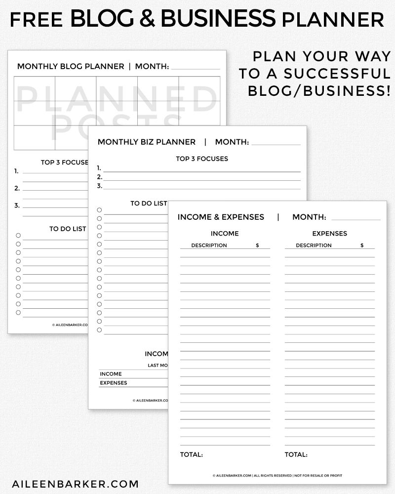 Free Blog And Business Planner Printable | Blogging | Pinterest - Free Printable Business Documents