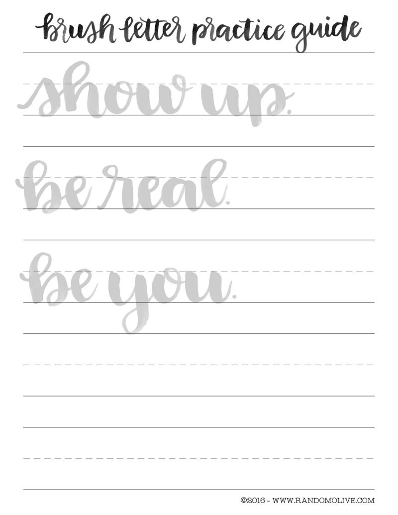 Free Brush Lettering Practice Sheet | Bullet Journal Community Board - Modern Calligraphy Practice Sheets Printable Free