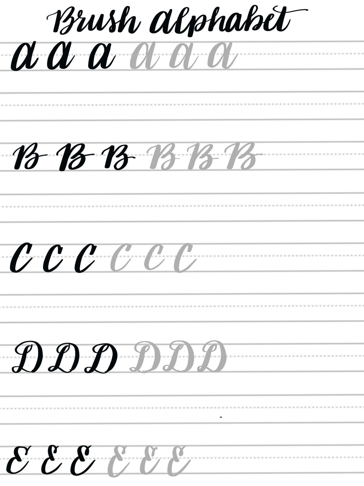 Free Brush Lettering Practice Sheets: Uppercase Alphabet - Amy Latta - Calligraphy Practice Sheets Printable Free
