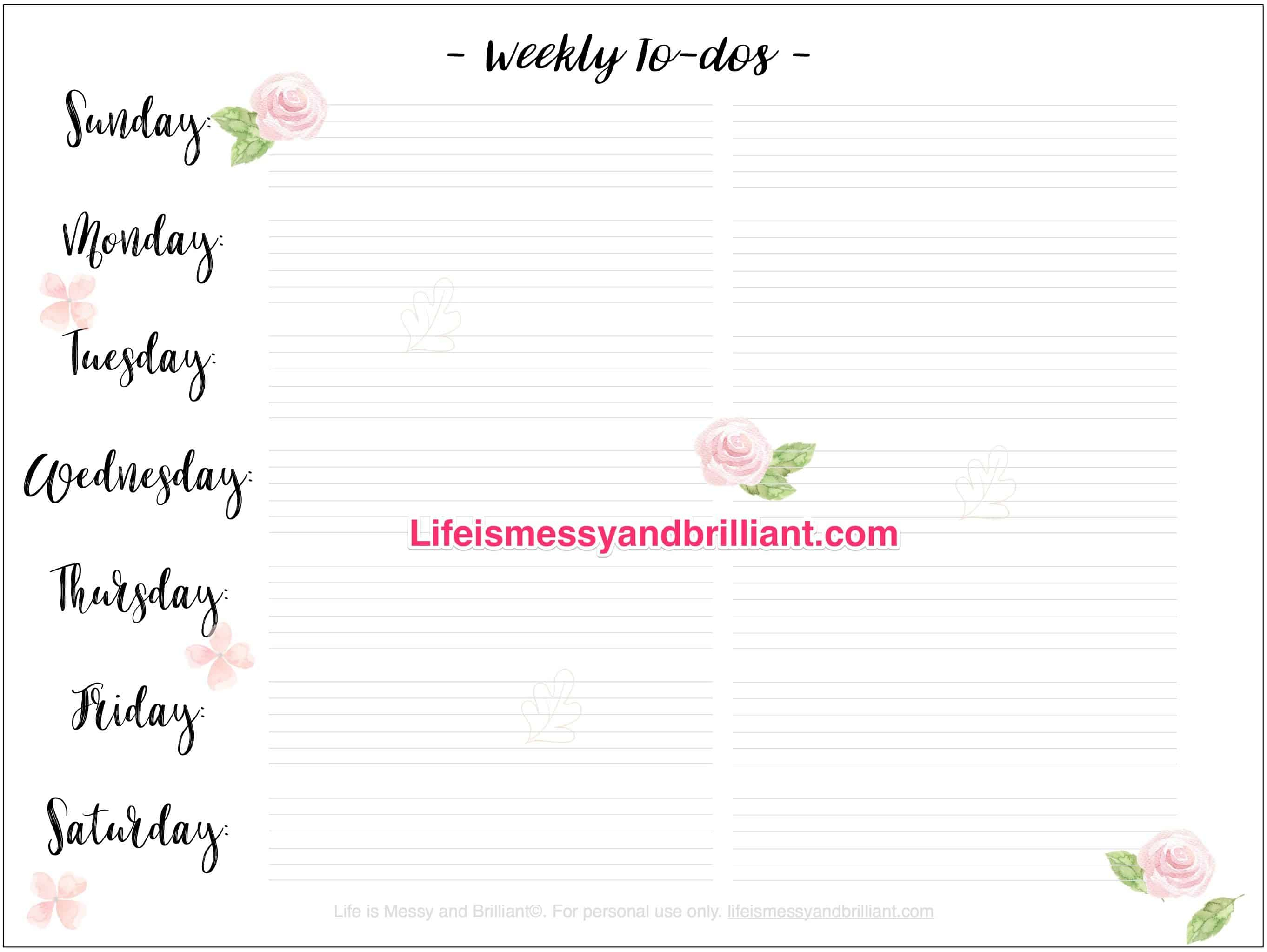 Free Bullet Journal Weekly Spread Printables - Free Printable Journal Pages