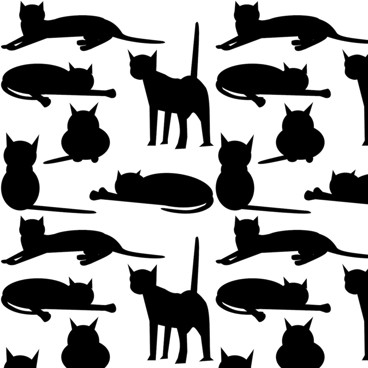 Free Cat Images: Free Digital Cat Pattern - Black And White Colored - Free Printable Cat Silhouette