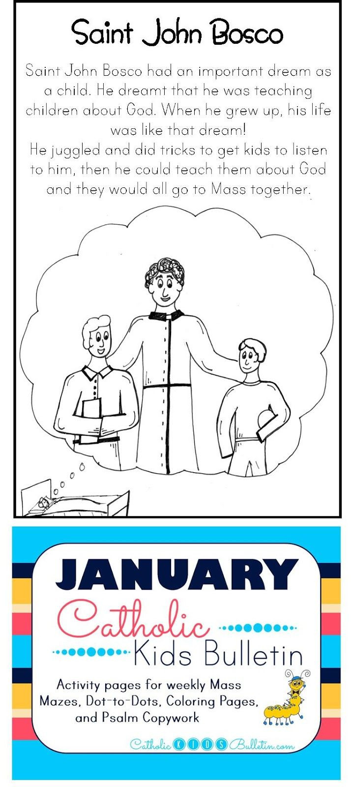 Free Catholic Mass Bulletins And Coloring Pages! Saint John Bosco - Free Printable Catholic Mass Book