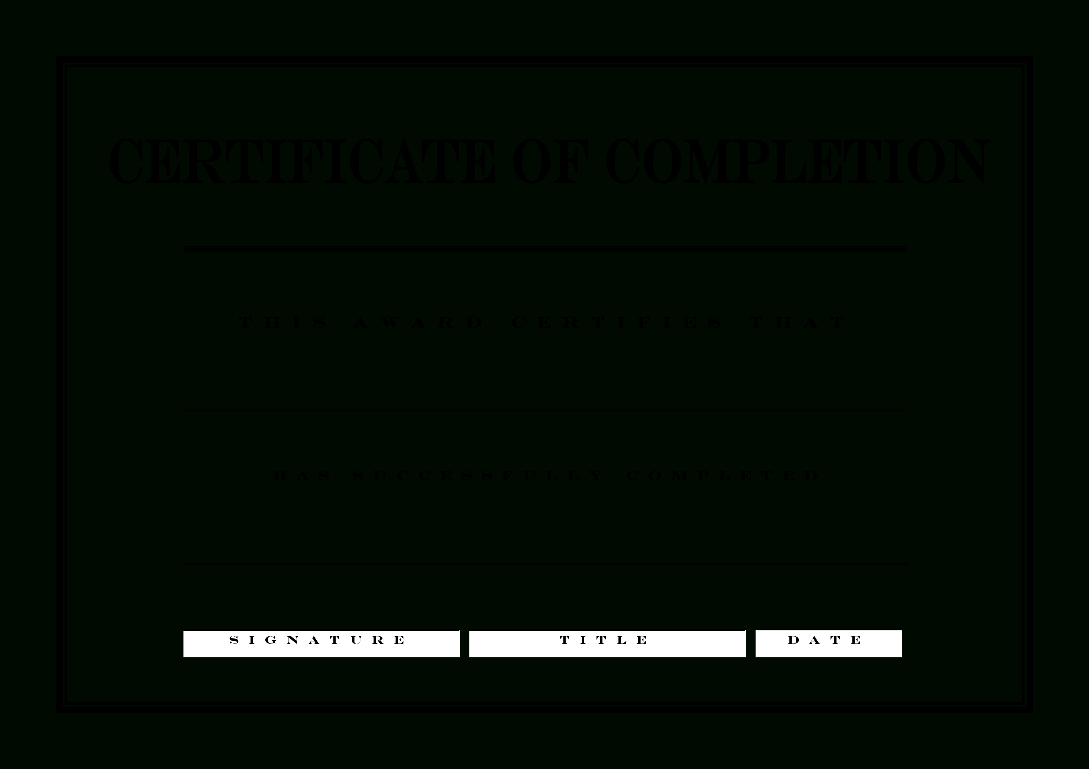 Free Certificate Of Completion | Templates At Allbusinesstemplates - Free Printable Blank Certificates Of Achievement