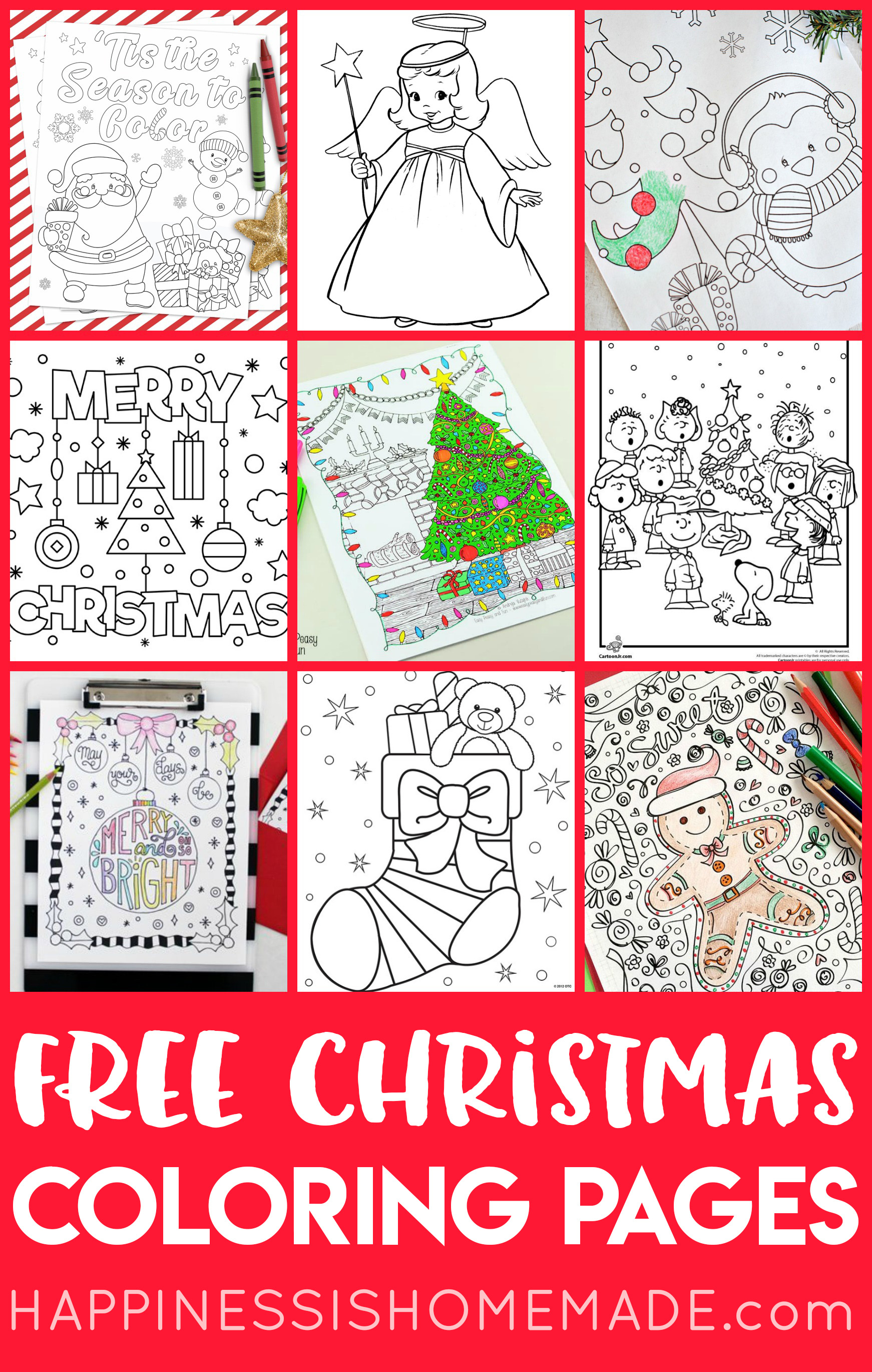 Free Christmas Coloring Pages For Adults And Kids - Happiness Is - Free Printable Christmas Pictures