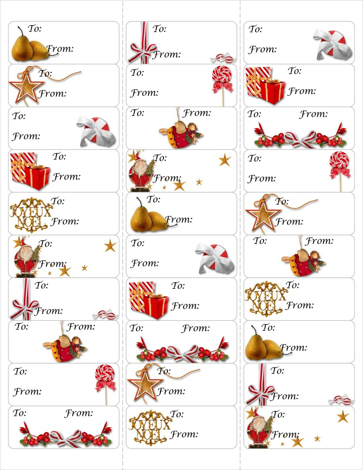 Free Christmas Gift Tag Printable ~ Print Either On Card Stock &amp;amp; Cut - Free Printable Holiday Gift Labels