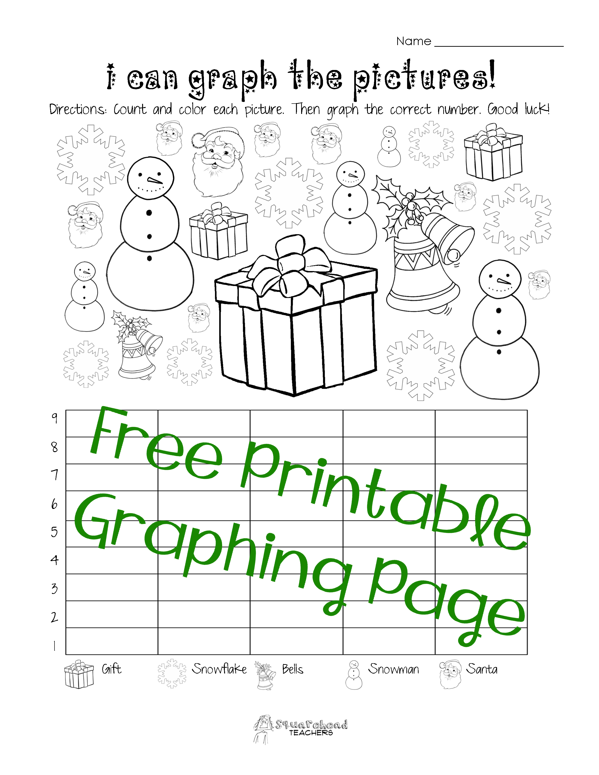 Free Christmas/winter Graphing Worksheet (Kindergarten, First Grade - Free Printable Graphs For Kindergarten